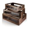 NAGAWOOD Juego de 3 cestas de madera para encimera para
