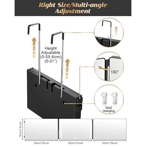 JUSRON Espejo de 3 vías para cortar el cabello espejo 360_2