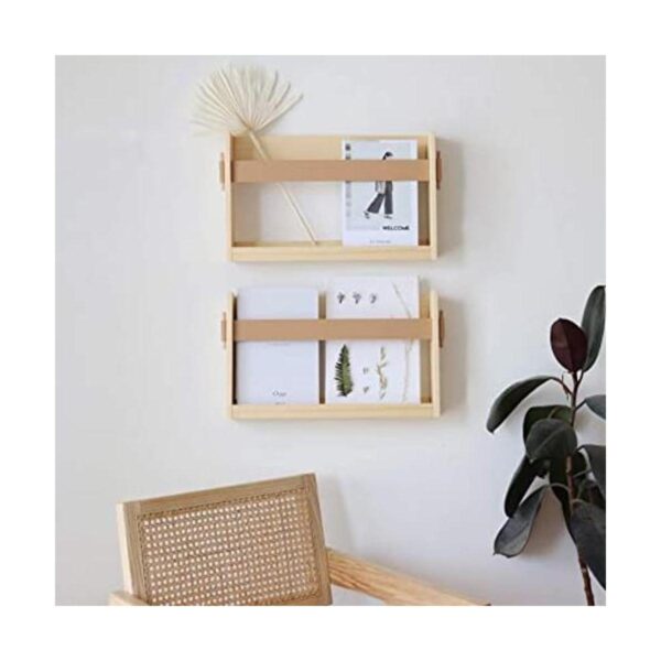 FIRADE Soporte para revistas de pared con correa de piel_1