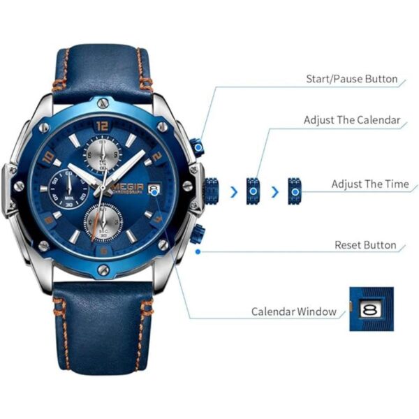 Megir Relojes para hombres Elegante Casual Ejército_3