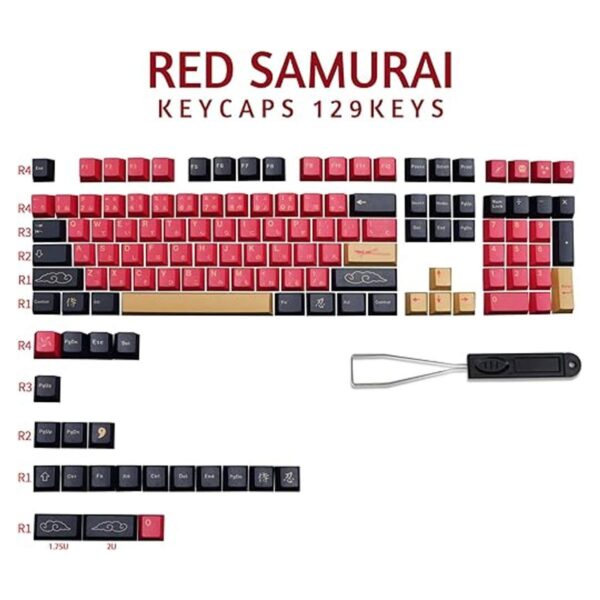 MOLGRIA Teclas Samurai rojas juego de 129 teclas PBT para_2