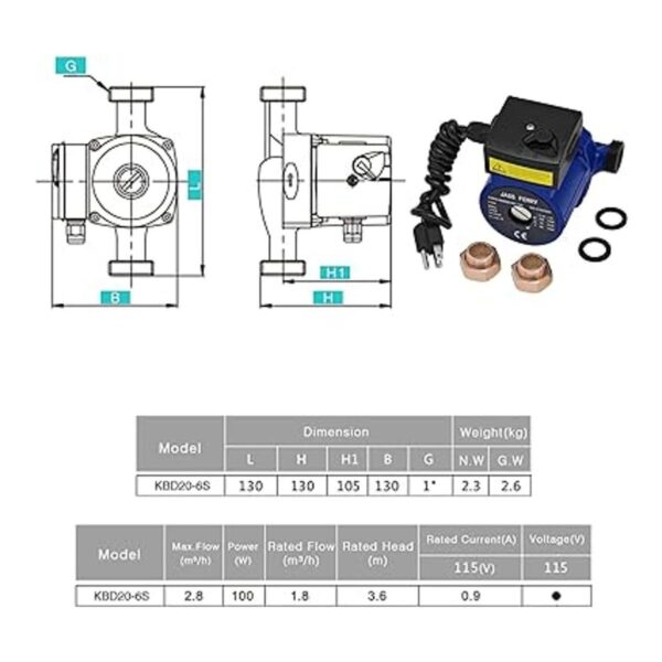 JASSFERRY Bomba de recirculación de agua caliente de 115 V_4