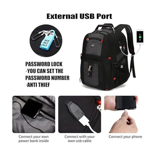 Mochila extra grande para laptop de viaje de 50 litros