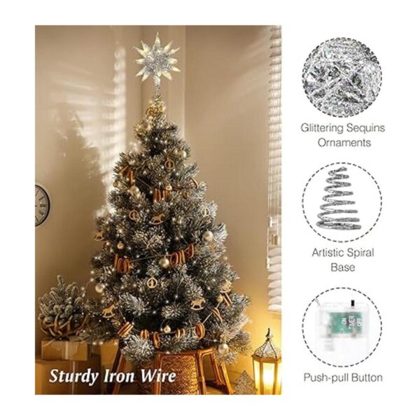 Lewondr Star Tree Topper funciona con pilas estrellas_4
