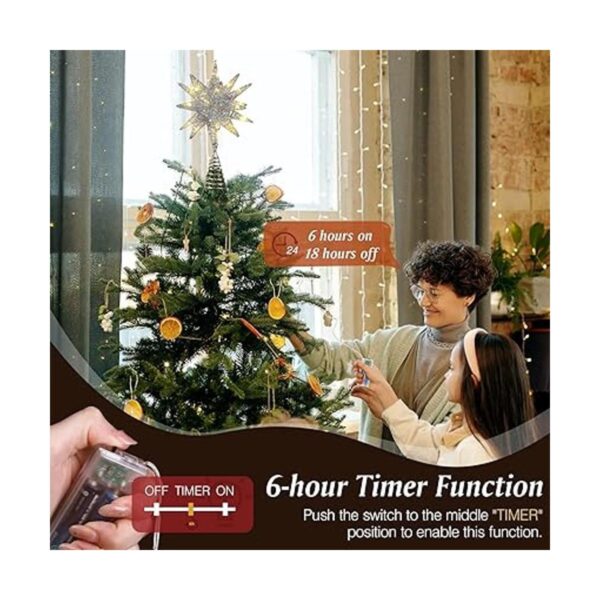Lewondr Star Tree Topper funciona con pilas estrellas_3