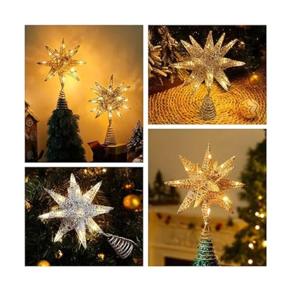 Lewondr Star Tree Topper funciona con pilas estrellas_6