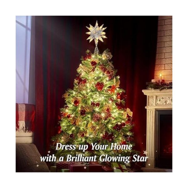 Lewondr Star Tree Topper funciona con pilas estrellas_5