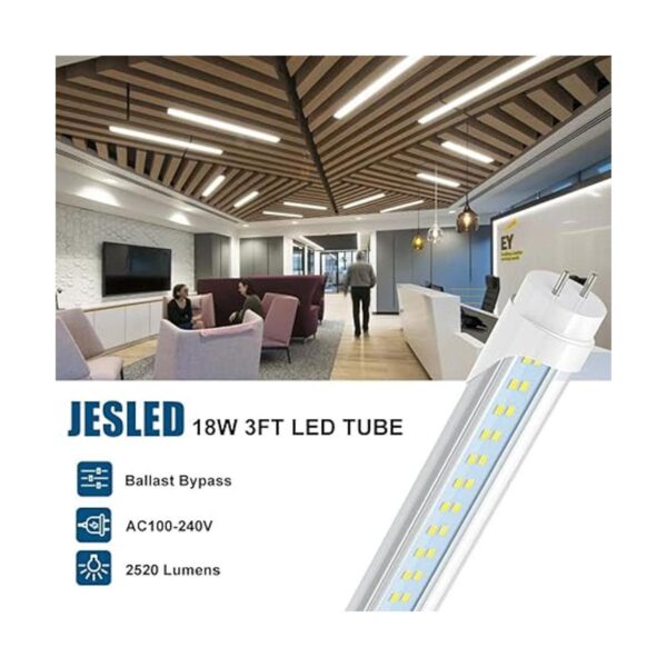 JESLED Tubo de luz LED T8 de 3 pies 2520 lúmenes 18 W_3