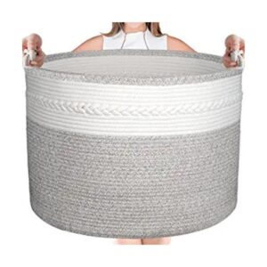 Cesta grande de cuerda de algodón 24x24x18 pulgadas_1