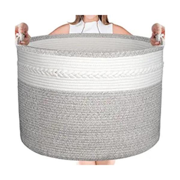 Cesta grande de cuerda de algodón 24x24x18 pulgadas_1