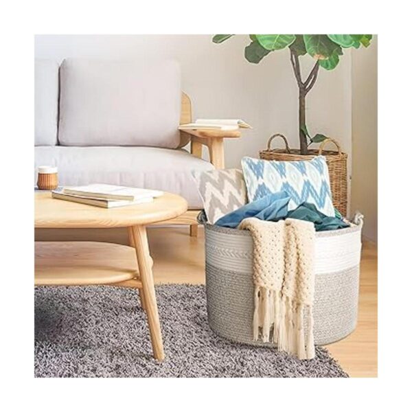 Cesta grande de cuerda de algodón 24x24x18 pulgadas_2