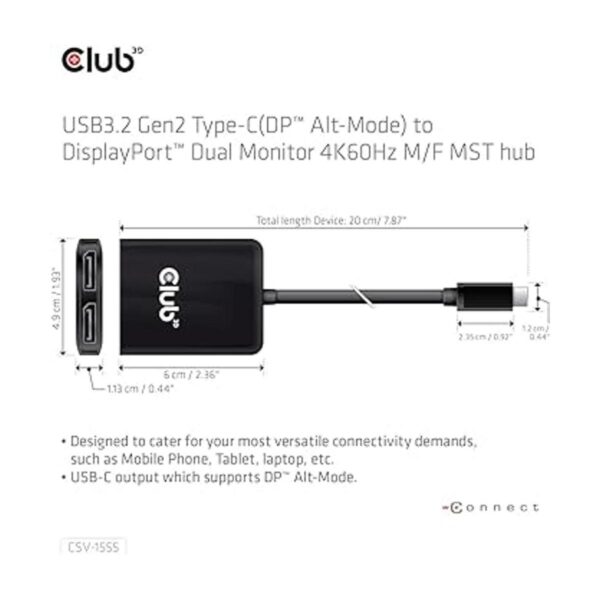 Club 3D Adaptador de monitor múltiple de 2 puertos USB_2