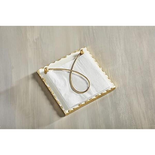 Mud Pie Servilletero con borde dorado 8 x 8 pulgadas_2