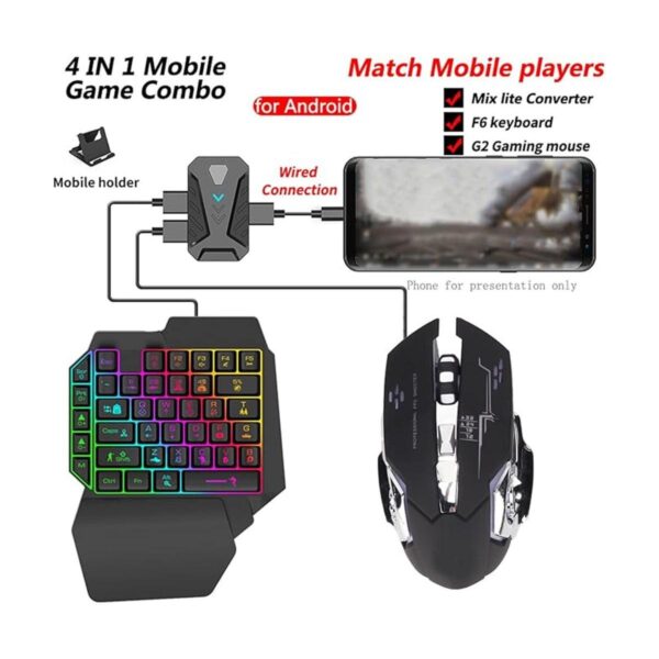 Combo de mouse y convertidor de teclado RGB para juegos