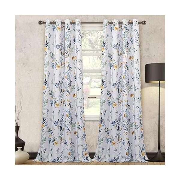 MYSKY HOME Cortinas florales de 84 pulgadas de largo con