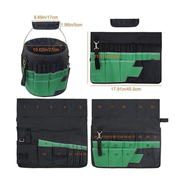 Organizador de herramientas de jardinería verde kit de
