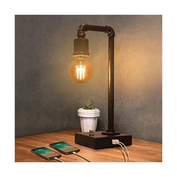 Lámpara de mesa industrial lámpara de noche vintage con_1