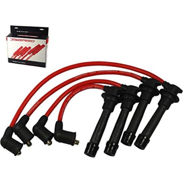 JDMSPEED Juego de cables de bujía de encendido rojo de_1