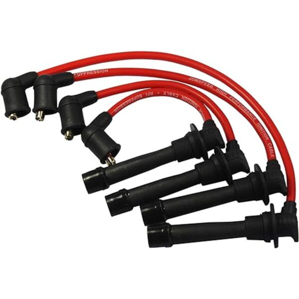 JDMSPEED Juego de cables de bujía de encendido rojo de_3