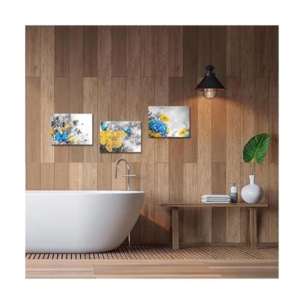 Kalormore 3 piezas negro blanco amarillo flores lienzo_2