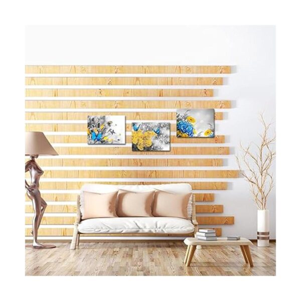 Kalormore 3 piezas negro blanco amarillo flores lienzo_3
