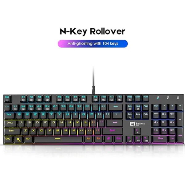 E T Teclado mecánico para juegos con teclas
