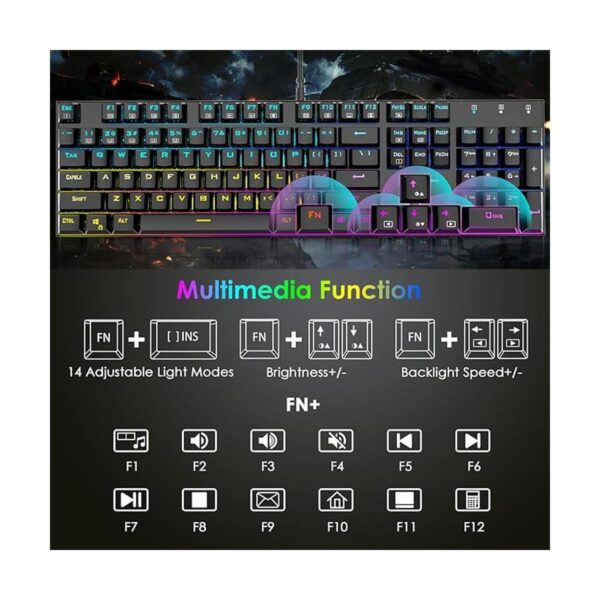 E T Teclado mecánico para juegos con teclas