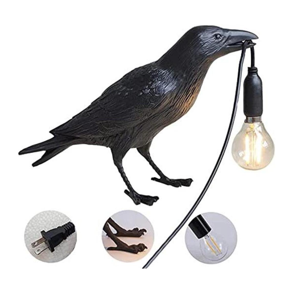 NorDiem Lámpara de mesa Raven lámpara única de decoración