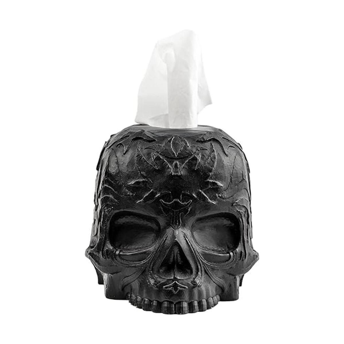 Funda de caja de pañuelos calavera gótica para encimera