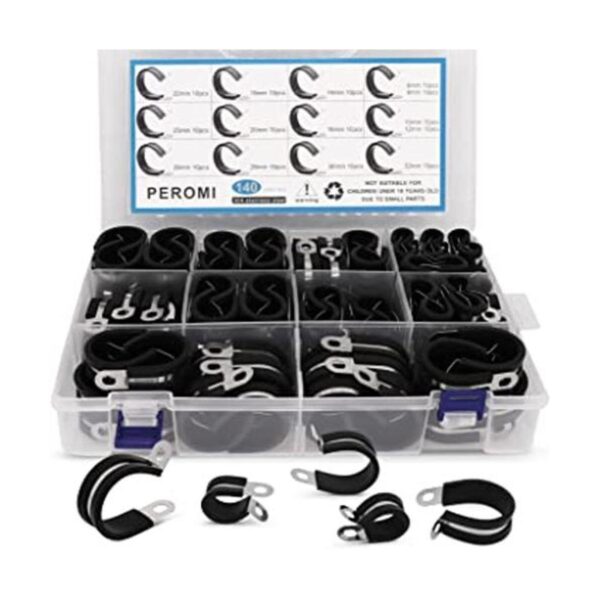 PEROMI Kit surtido de 140 abrazaderas de cable de acero_1