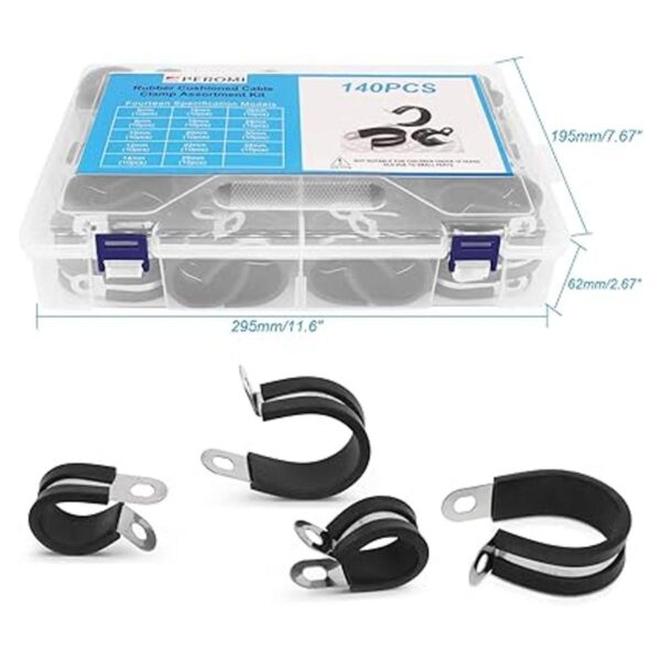 PEROMI Kit surtido de 140 abrazaderas de cable de acero_6