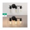 EDISHINE Lámpara de tocador de baño 3 luces negras claras_5