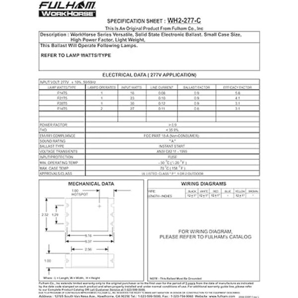 Fulham Lighting WH2277C Workhorse 2 lámpara fluorescente