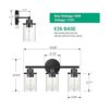 EDISHINE Lámpara de tocador de baño 3 luces negras claras_4
