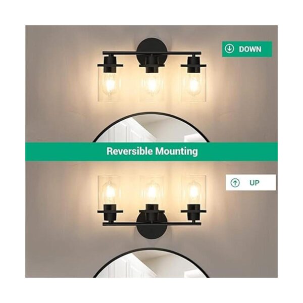 EDISHINE Lámpara de tocador de baño 3 luces negras claras_2