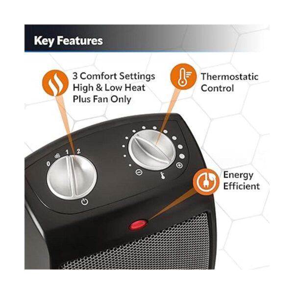Lasko CD09250 Termostato ajustable de cerámica para mesa o_4