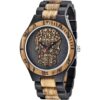 Mens Wood Watches Handmade Woooden Analog Quartz Skeleton