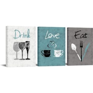 Fushvre 3 paneles de cocina arte de pared vintage tenedor_1