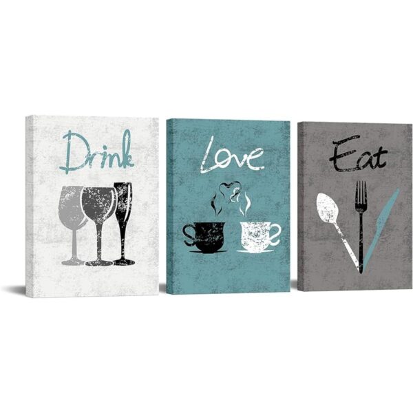 Fushvre 3 paneles de cocina arte de pared vintage tenedor_1
