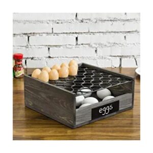 MyGift Soporte para bandeja de huevos de madera gris