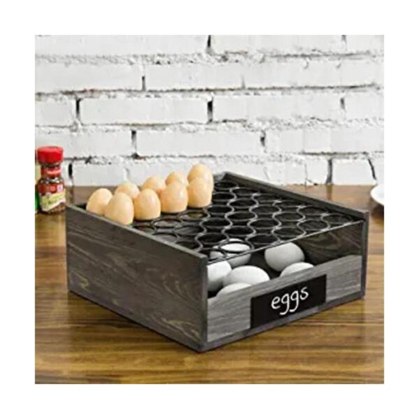 MyGift Soporte para bandeja de huevos de madera gris