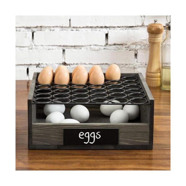 MyGift Soporte para bandeja de huevos de madera gris