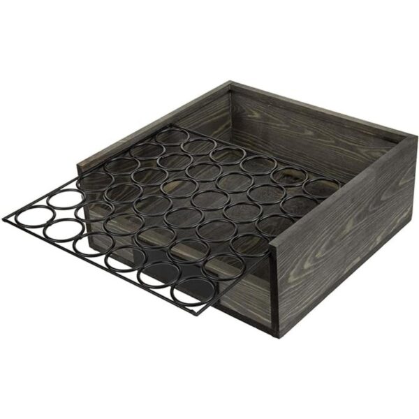 MyGift Soporte para bandeja de huevos de madera gris