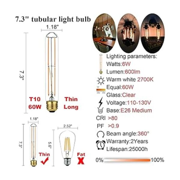 LiteHistory Bombilla E26 regulable de 6 W igual a 60 W de