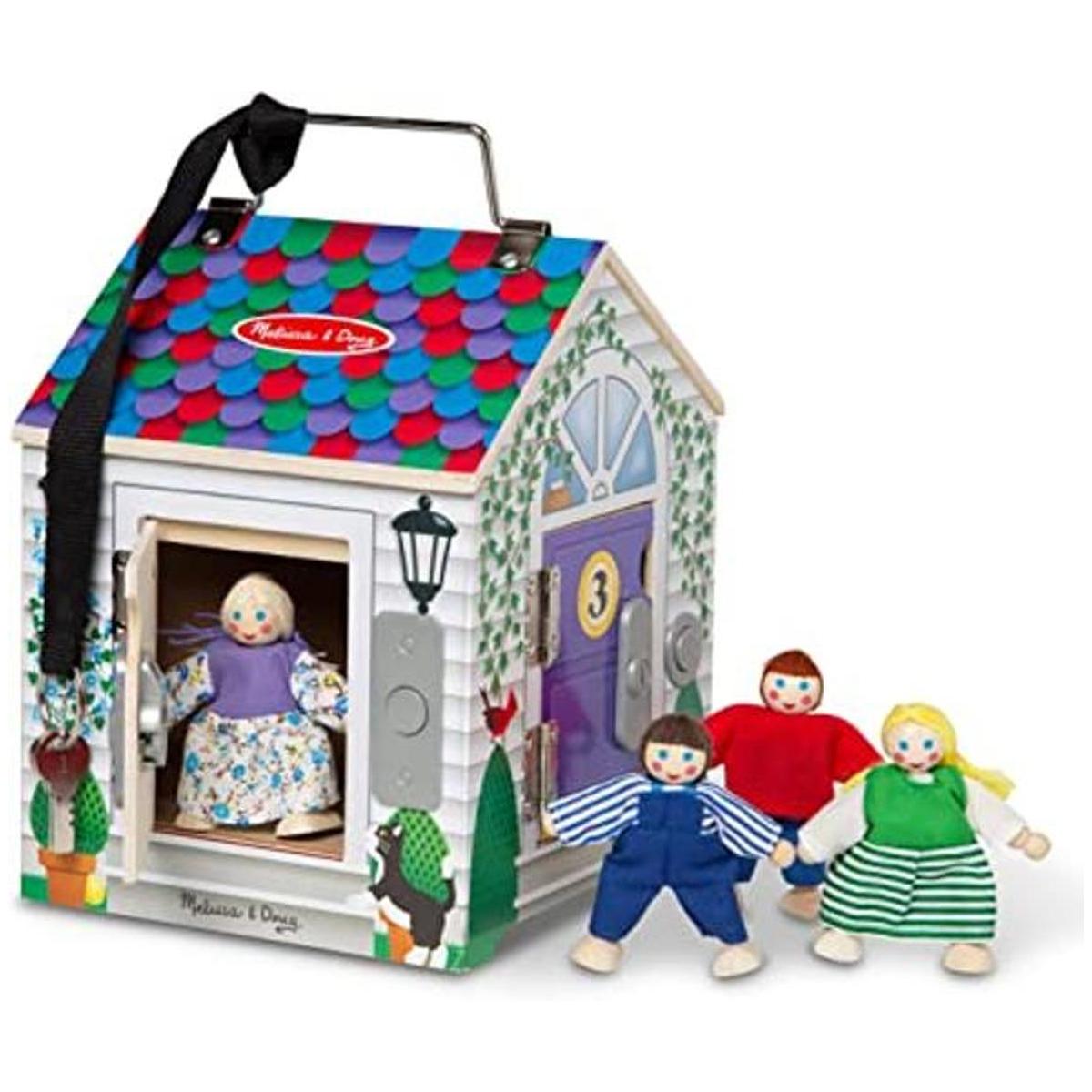 Melissa Doug Casa de muñecas de madera con campanilla