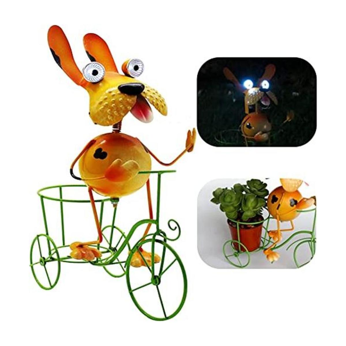 HSHD Estatuilla de perro solar luces de metal al aire