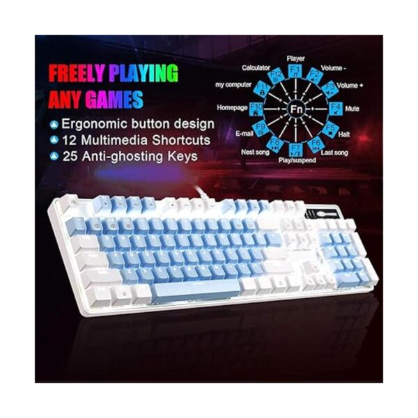 Teclado mecánico para juegos 104 teclas teclados