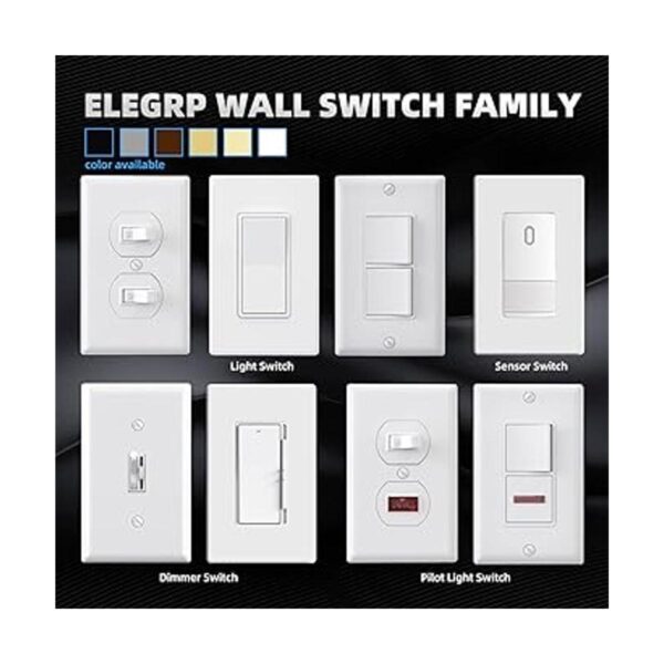 ELEGRP Interruptor de luz decorativa de 3 vías blanco mate_4