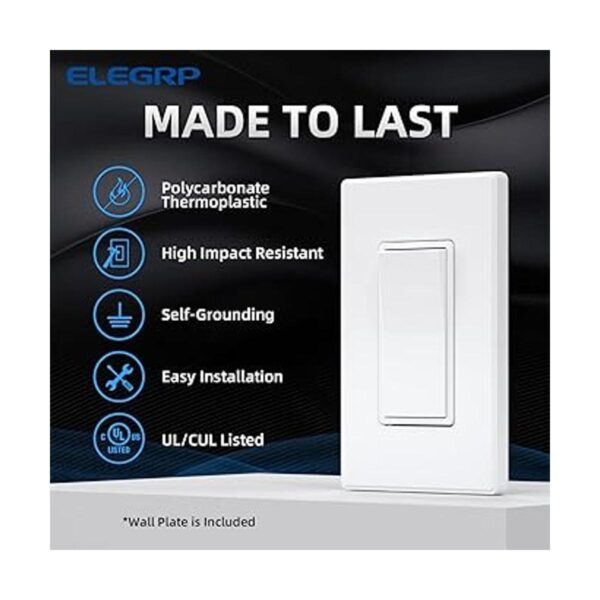ELEGRP Interruptor de luz decorativa de 3 vías blanco mate_3