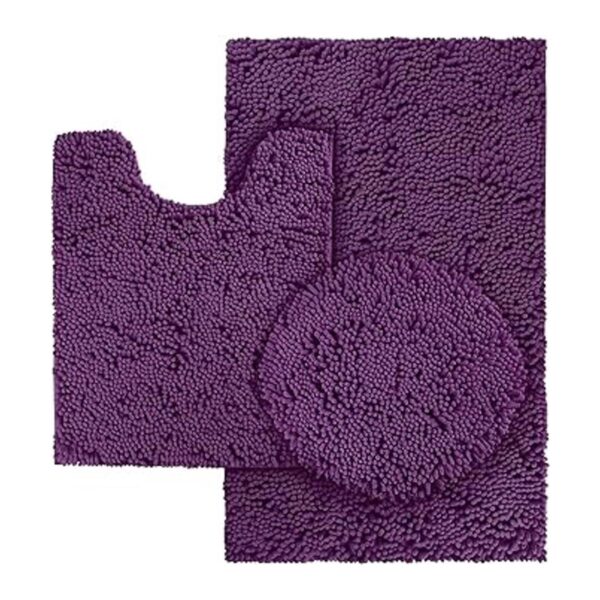 HOMEIDEAS Juego de 3 alfombras de baño de color morado_1